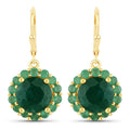 8.54 Carat Dyed Emerald and Emerald .925 Sterling Silver Earrings