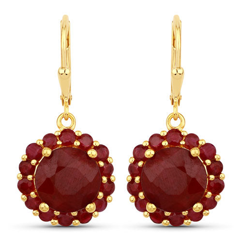 11.37 Carat Dyed Ruby and Ruby .925 Sterling Silver Earrings