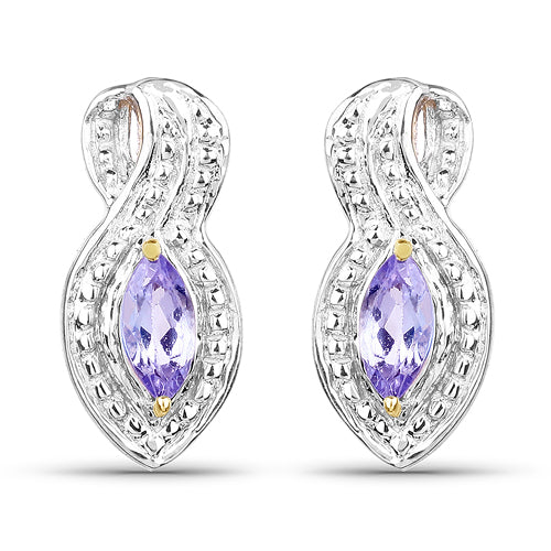 14K Yellow Gold Plated 0.28 Carat Genuine Tanzanite .925 Sterling Silver Earrings