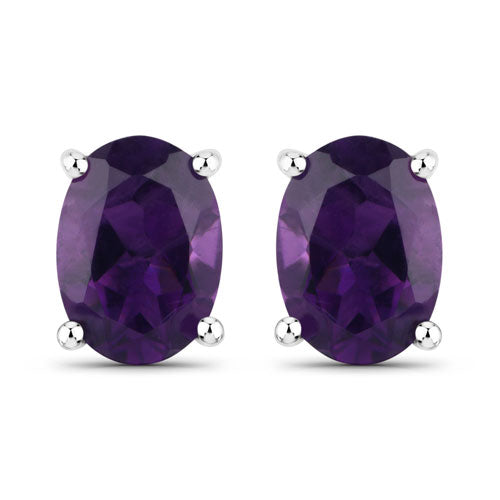 1.60 Carat Genuine Amethyst .925 Sterling Silver Earrings