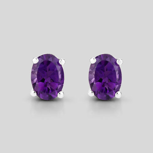 1.60 Carat Genuine Amethyst .925 Sterling Silver Earrings