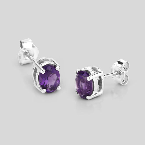 1.60 Carat Genuine Amethyst .925 Sterling Silver Earrings