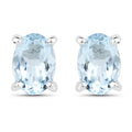 1.20 Carat Genuine Aquamarine .925 Sterling Silver Earrings