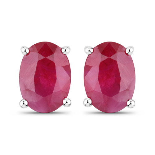 1.70 Carat Genuine Ruby 14K White Gold Earrings