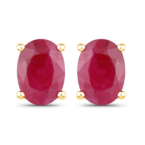 1.70 Carat Genuine Ruby 14K Yellow Gold Earrings
