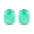 1.44 Carat Genuine Zambian Emerald 14K White Gold Earrings