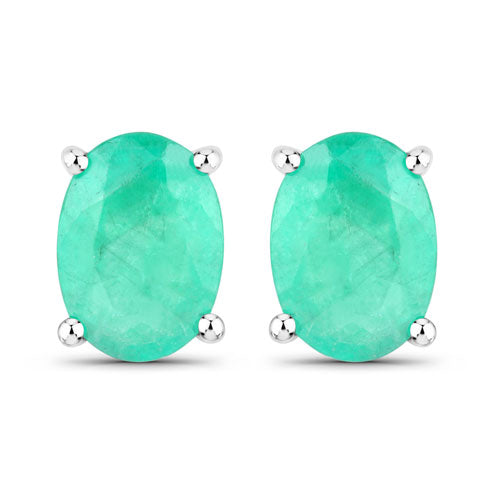 1.44 Carat Genuine Zambian Emerald 14K White Gold Earrings