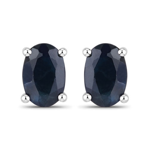 0.96 Carat Genuine Blue Sapphire 10K White Gold Earrings