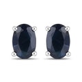 0.96 Carat Genuine Blue Sapphire 10K White Gold Earrings