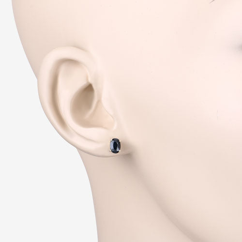 0.96 Carat Genuine Blue Sapphire 10K Yellow Gold Earrings