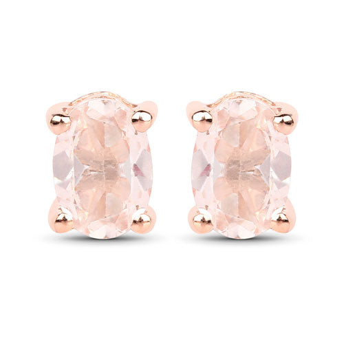 18K Rose Gold Plated 0.80 Carat Genuine Morganite .925 Sterling Silver Earrings