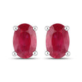 1.04 Carat Genuine Ruby 10K White Gold Earrings