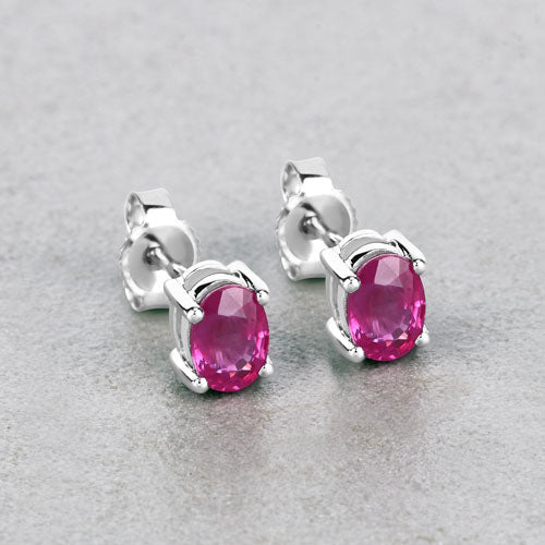 1.04 Carat Genuine Ruby 10K White Gold Earrings