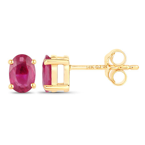 1.04 Carat Genuine Ruby 14K Yellow Gold Earrings