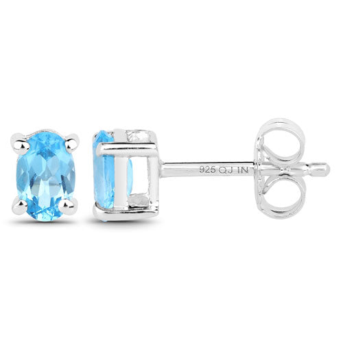 1.02 Carat Genuine Swiss Blue Topaz .925 Sterling Silver Earrings
