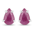 14K White Gold Plated 0.90 Carat Genuine Ruby Sterling Silver Earrings