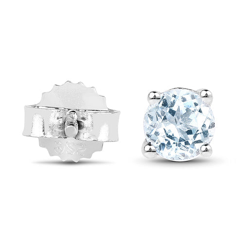 0.64 Carat Genuine Blue Topaz .925 Sterling Silver Earrings