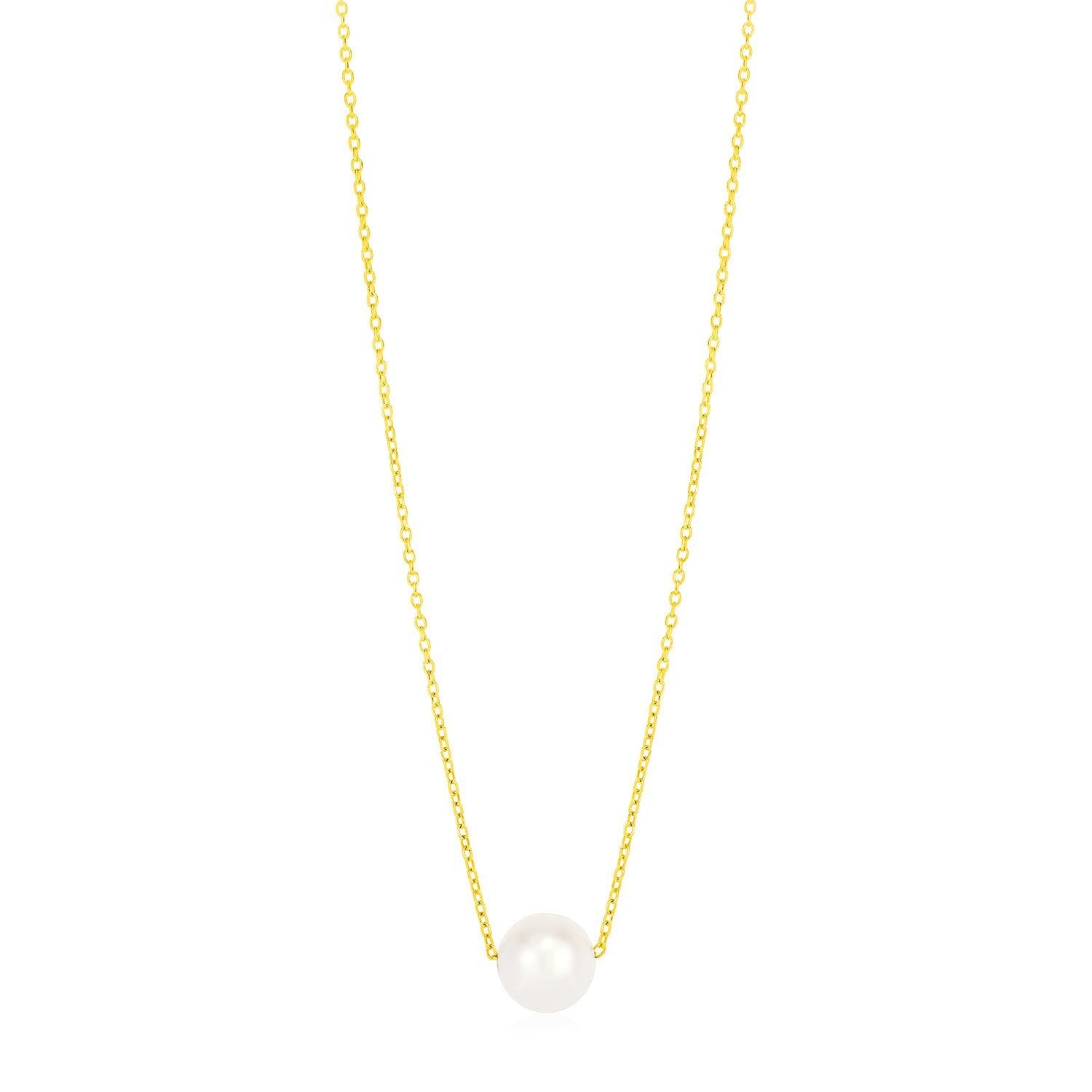 14k Yellow Gold Pearl Solitaire Necklace