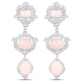 6.97 Carat Genuine Pink Opal and White Topaz .925 Sterling Silver Earrings
