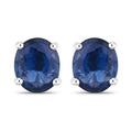 0.68 Carat Genuine Blue Sapphire 14K White Gold Earrings