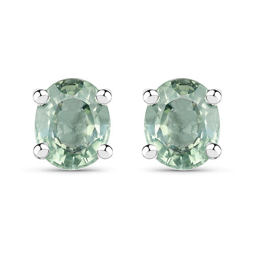 0.68 Carat Genuine Green Sapphire .925 Sterling Silver Earrings