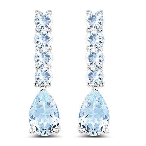 2.40 Carat Genuine Aquamarine .925 Sterling Silver Earrings