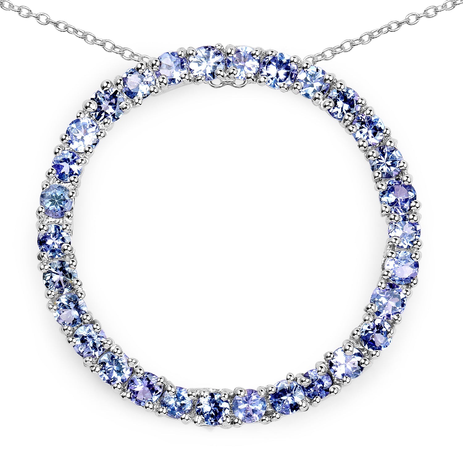 3.00 Carat Genuine Tanzanite .925 Sterling Silver Pendant