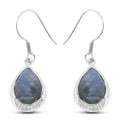 9.13 Carat Genuine Labradorite And White Topaz .925 Sterling Silver Earrings