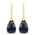 6.20 Carat Dyed Sapphire and Blue Sapphire .925 Sterling Silver Earrings