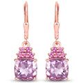 4.90 Carat Genuine Pink Amethyst and Rhodolite .925 Sterling Silver Earrings