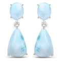 11.54 Carat Genuine Larimar .925 Sterling Silver Earrings