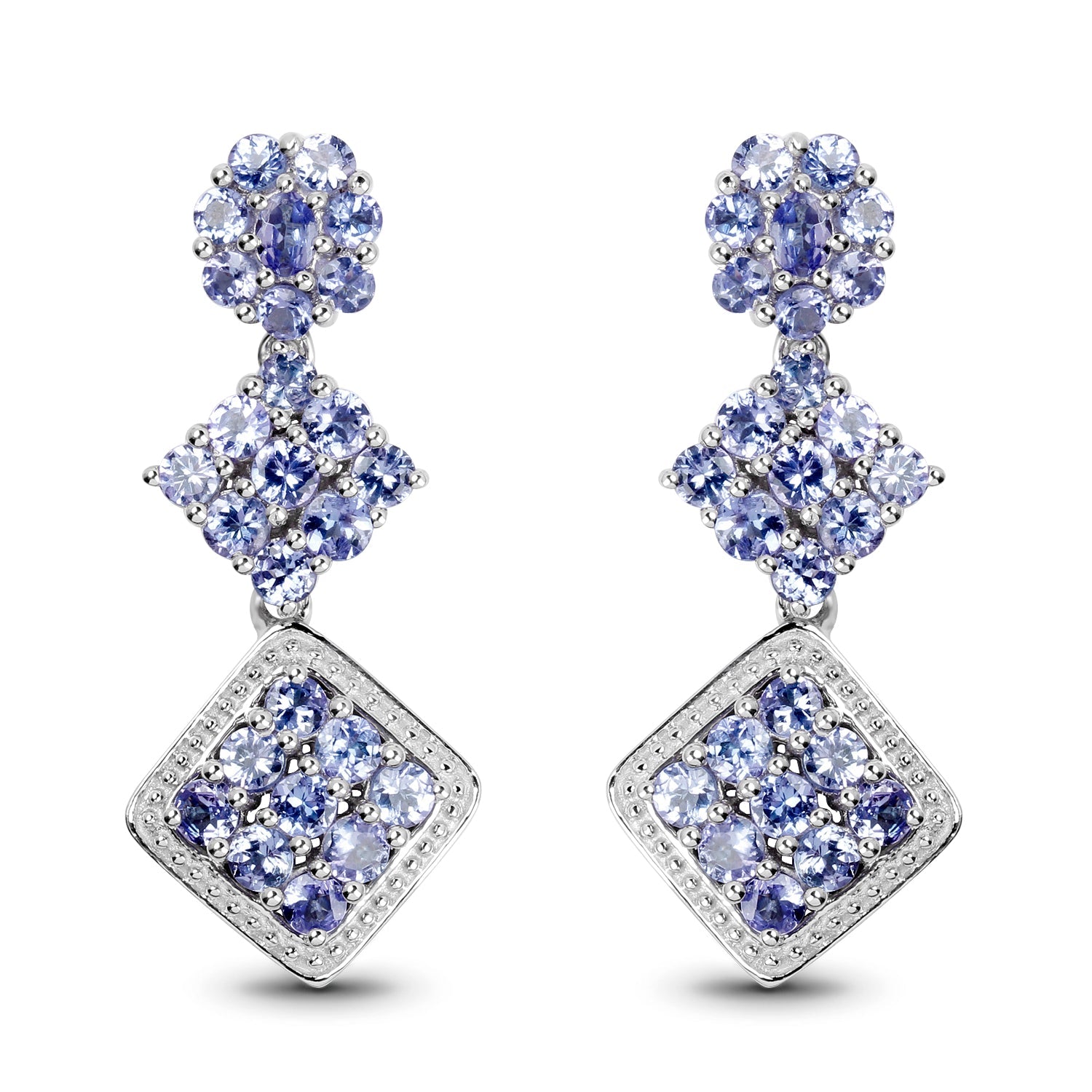 4.92 Carat Genuine Tanzanite .925 Sterling Silver Earrings