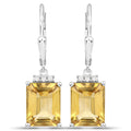 5.63 Carat Genuine Citrine and White Topaz .925 Sterling Silver Earrings