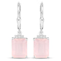 6.23 Carat Genuine Rose Quartz and White Topaz .925 Sterling Silver Earrings