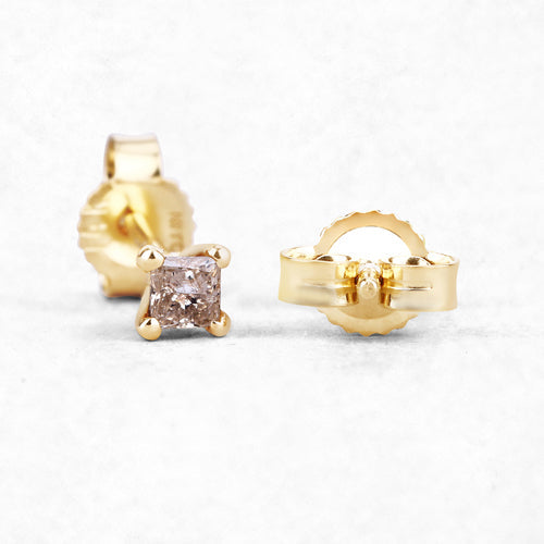 0.31 Carat Genuine Champagne Diamond 14K Yellow Gold Earrings (I1-I2)