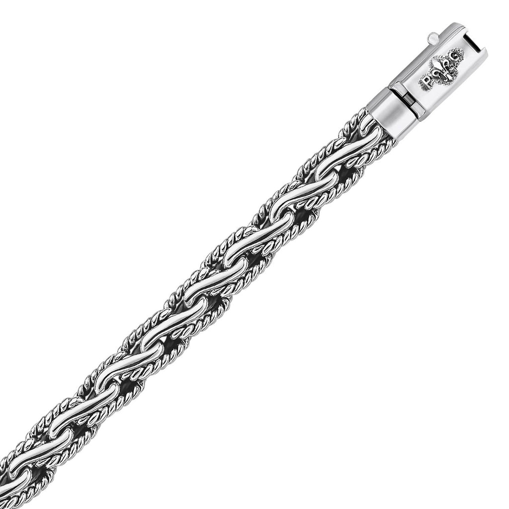 Pulsera de cadena para hombre de plata de ley oxidada con diseño de cable