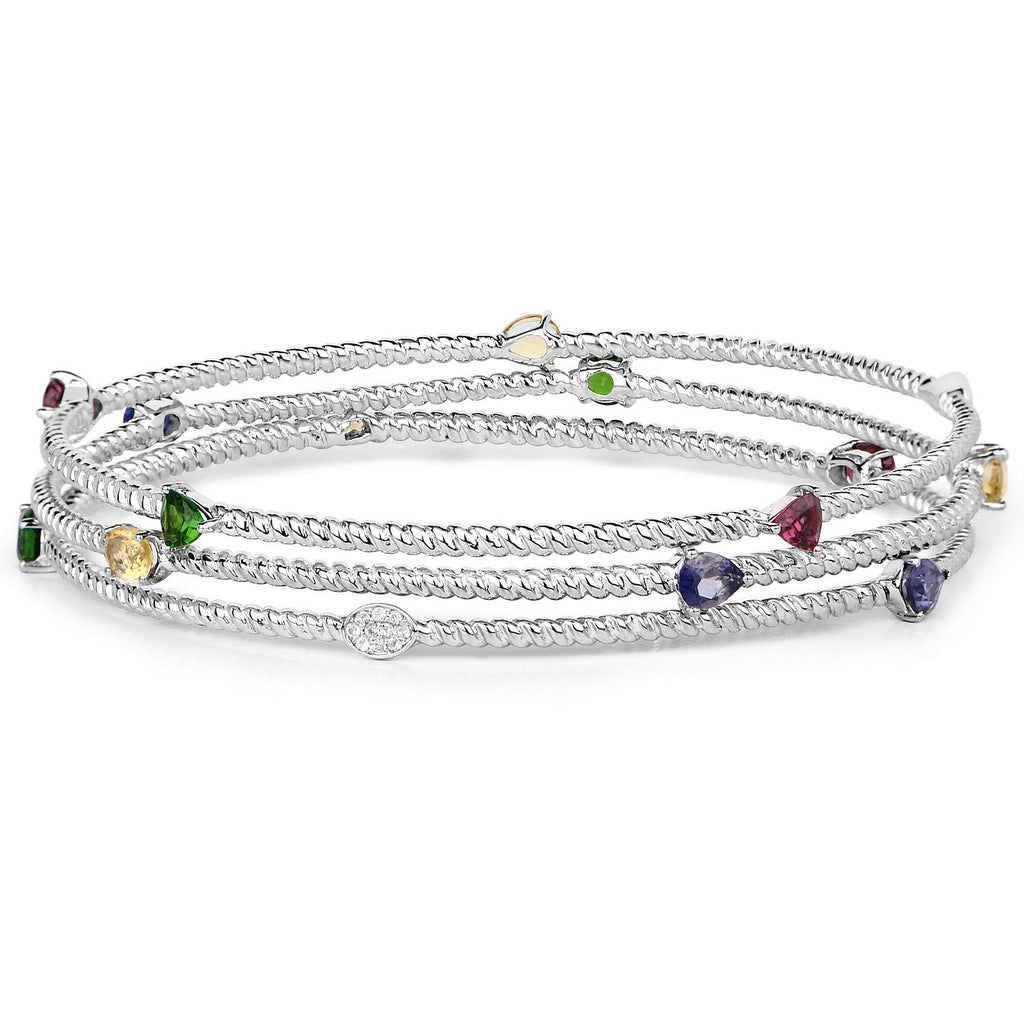 3.88 Carat Genuine Multi-Stone .925 Sterling Silver Bracelet
