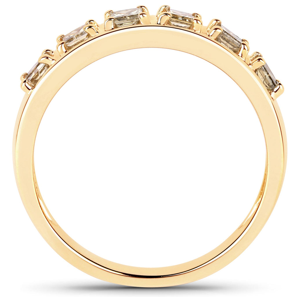 0.49 Carat Genuine Champagne Diamond 14K Yellow Gold Ring (I1-I2)