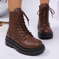Women’s Plus Size Chunky Sole Lace-Up Ankle Boots