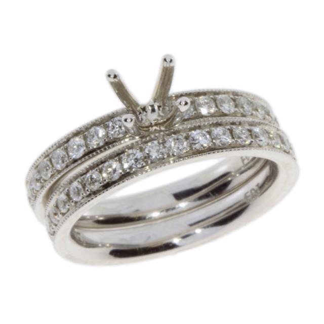 Diamond Semi Mount Engagement Ring 14K White Gold
