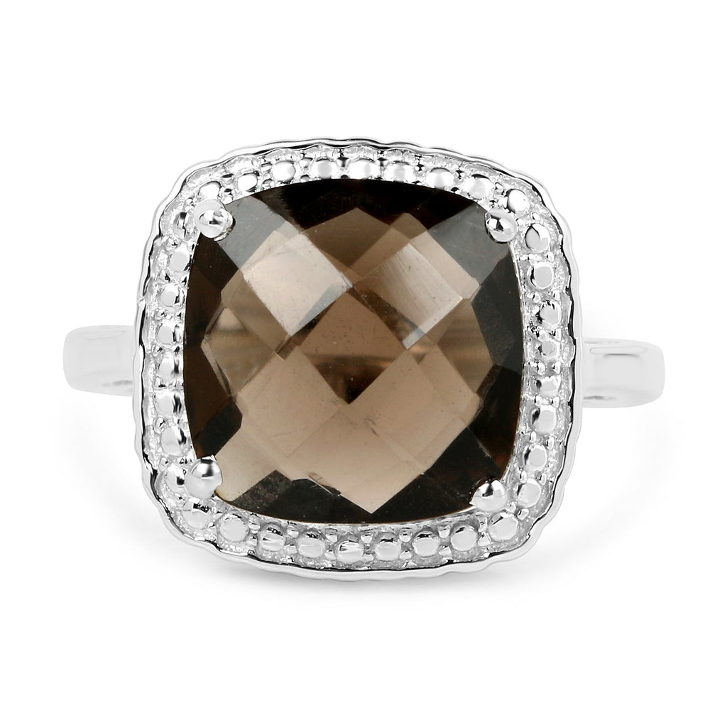 3.96 Carat Genuine Smoky Quartz .925 Sterling Silver Ring