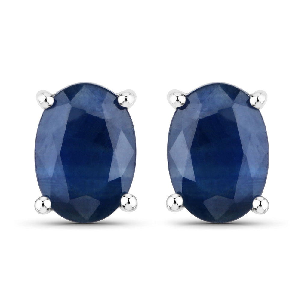 1.90 Carat Genuine Blue Sapphire 14K White Gold Earrings