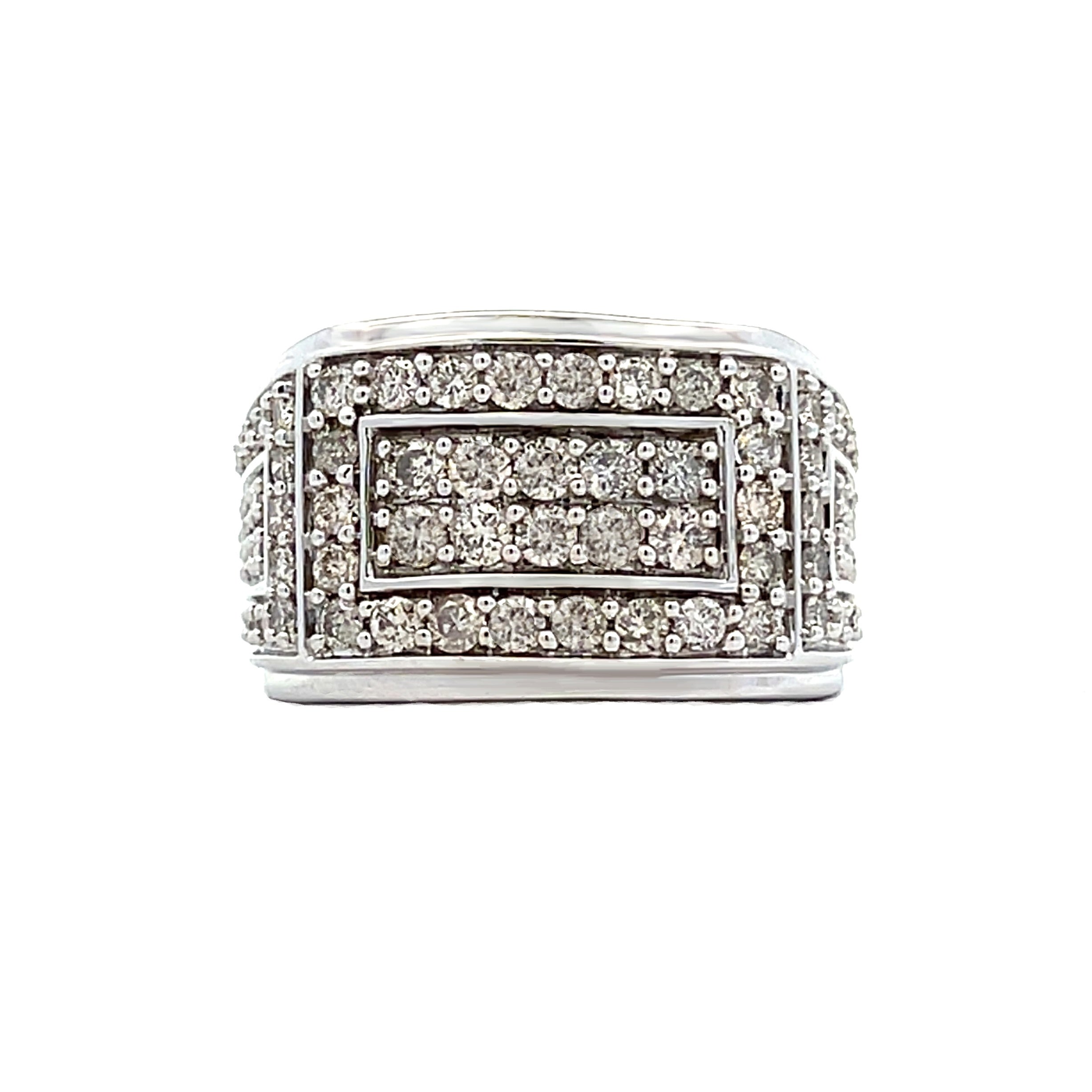 Anillo de hombre de oro blanco de 10KT con diamante natural de 2.04 ct.