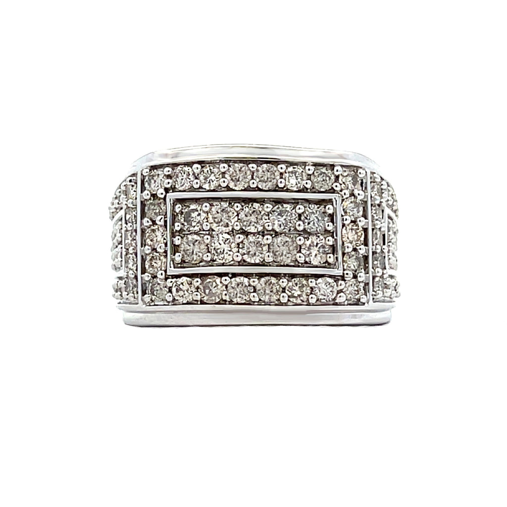 Anillo de hombre de oro blanco de 10KT con diamante natural de 2.04 ct.