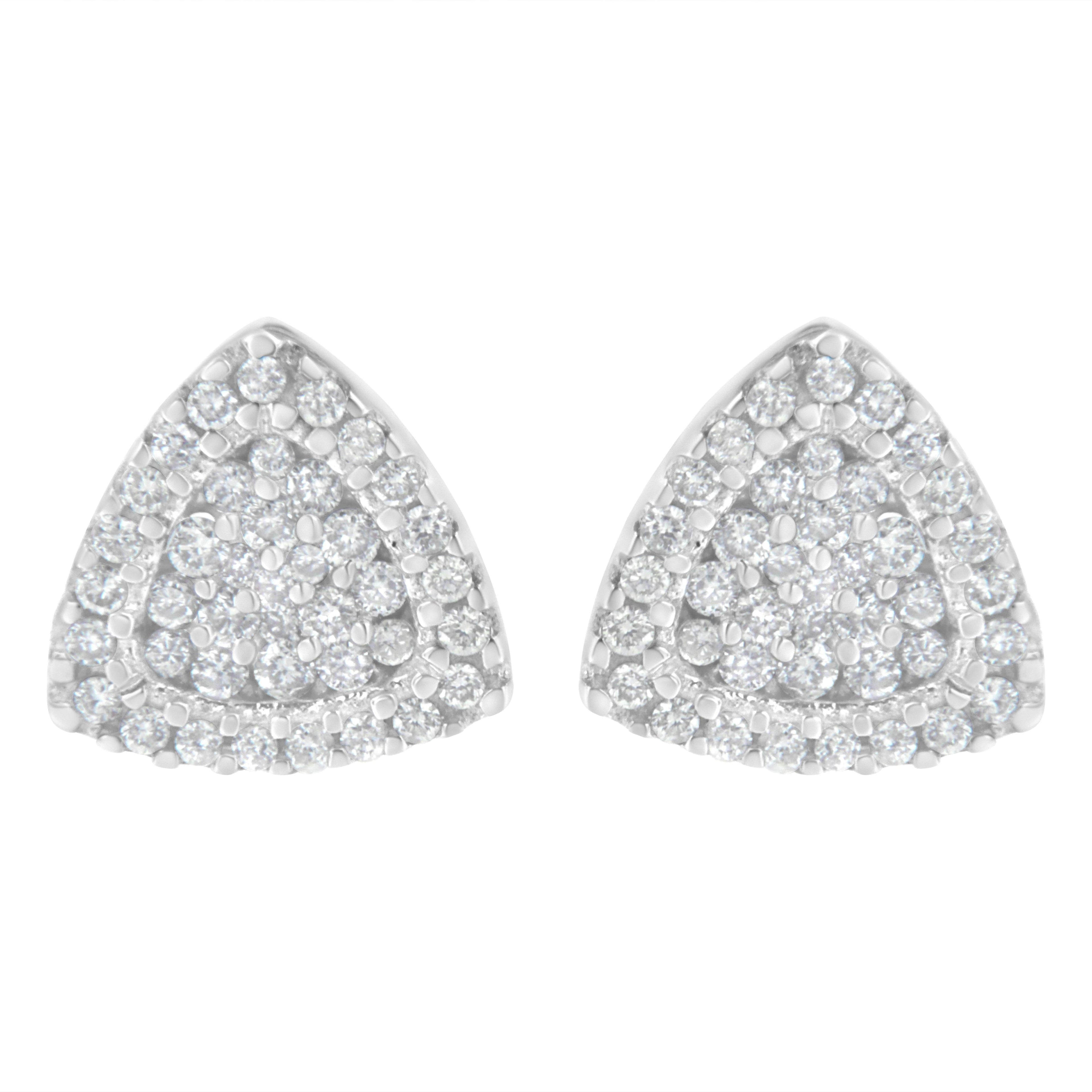14K White Gold 1/2 cttw Trillion Shaped Diamond Stud Earrings (H-I Color, SI2-I1 Clarity)