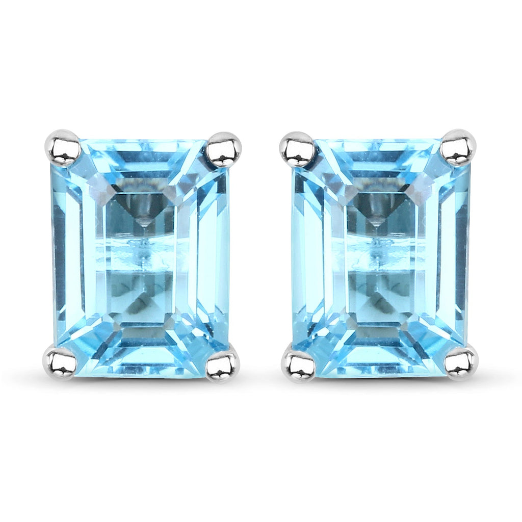 3.20 Carat Genuine Swiss Blue Topaz .925 Sterling Silver Earrings