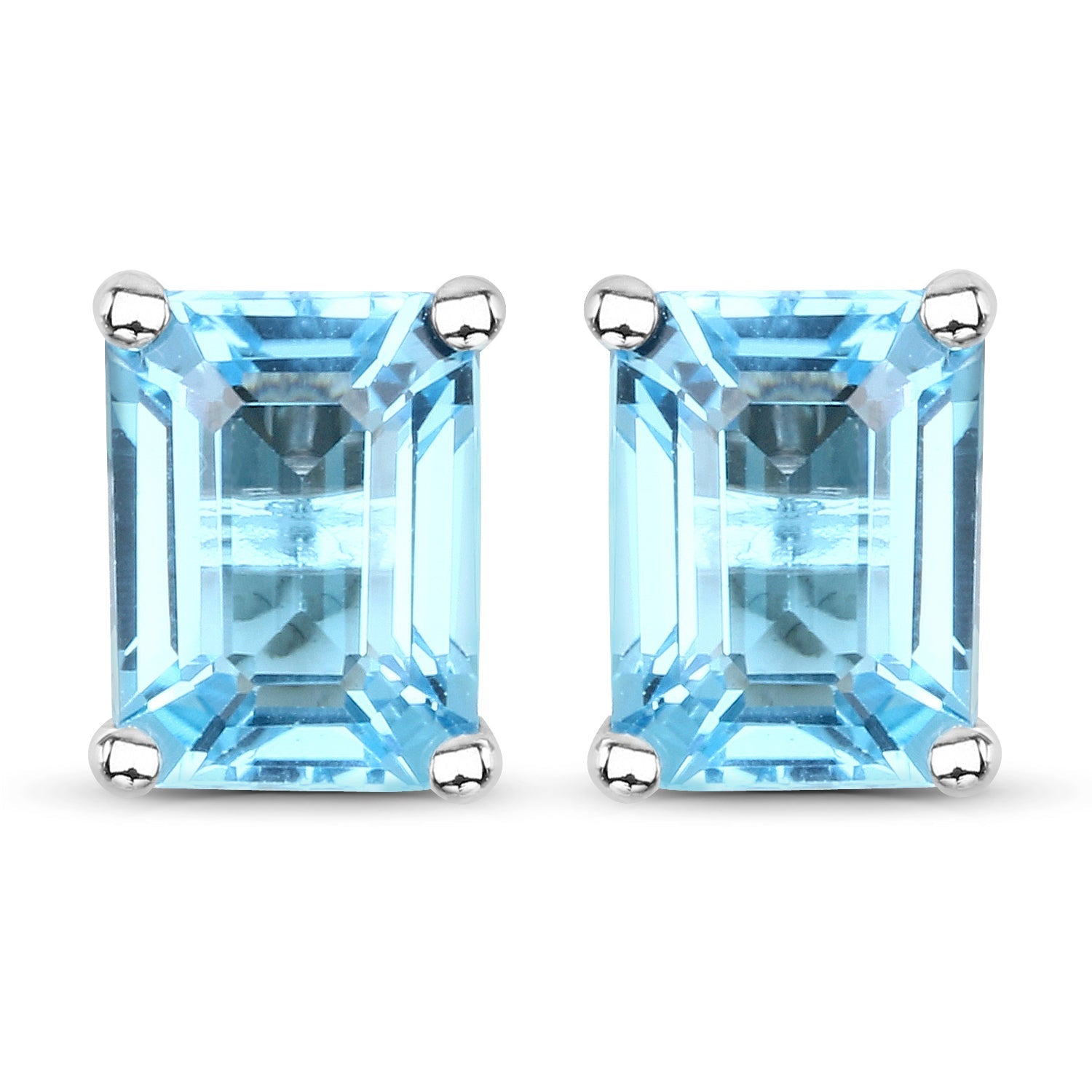 3.20 Carat Genuine Swiss Blue Topaz .925 Sterling Silver Earrings