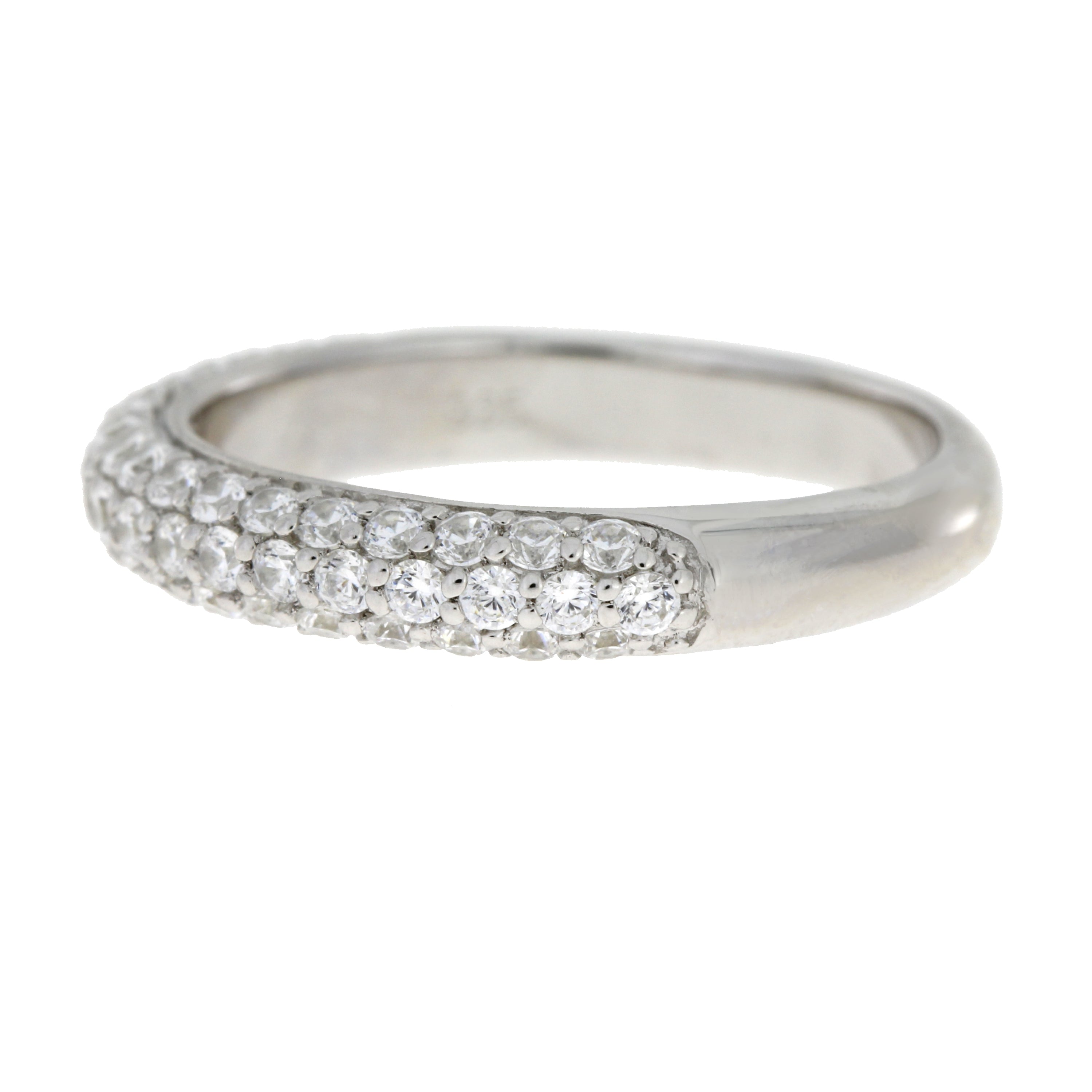 Cubic Zirconia Wedding Band Ring Sterling Silver