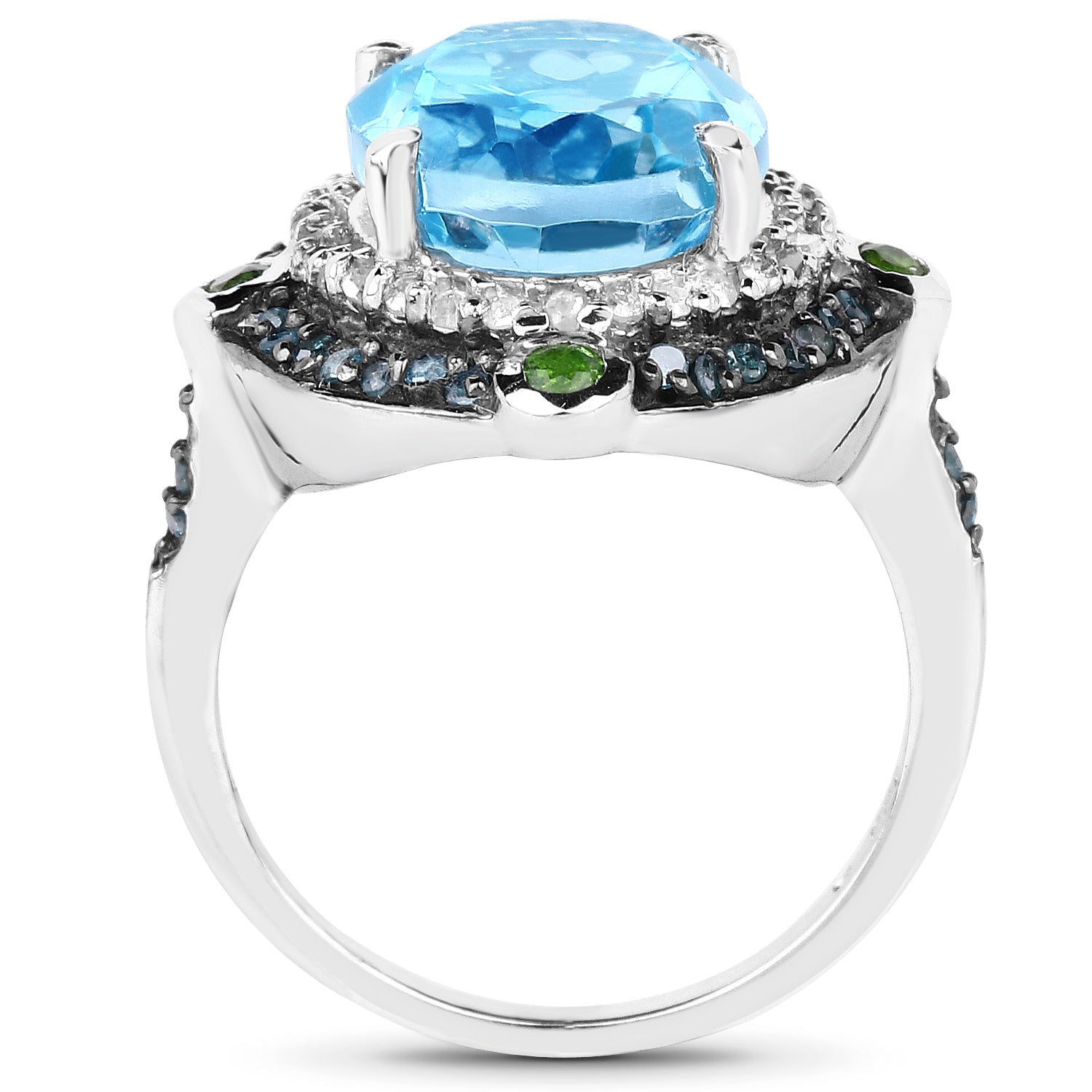 5.84 Carat Genuine Multi-Stone .925 Sterling Silver Ring
