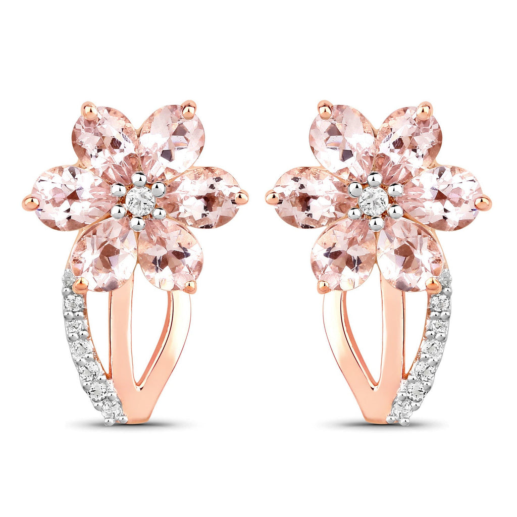 1.66 Carat Genuine Morganite and White Topaz .925 Sterling Silver Earrings